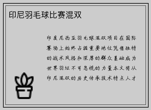 印尼羽毛球比赛混双