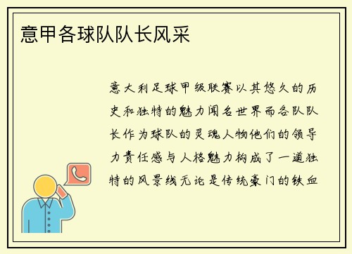 意甲各球队队长风采