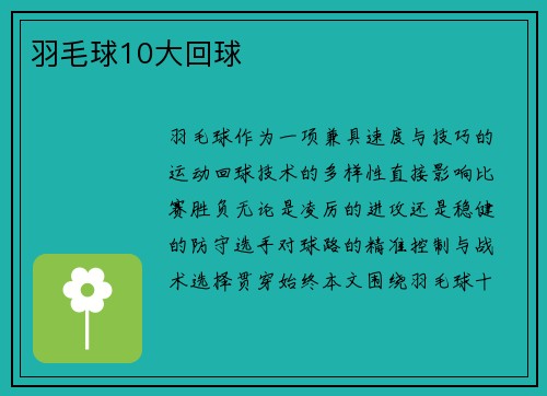 羽毛球10大回球