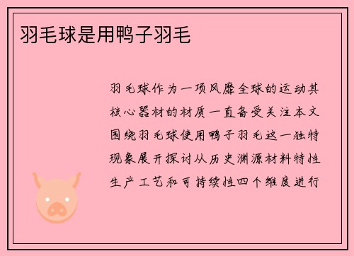 羽毛球是用鸭子羽毛